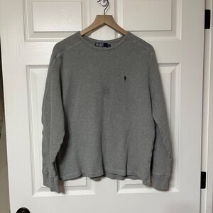 Polo by Ralph Lauren Mens Gray Waffle Knit Long Sleeve Shirt XXLarge Cotton